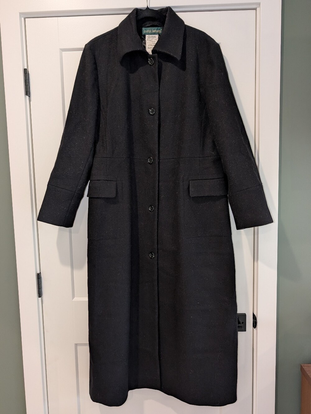 Vintage Harvé Benard by Benard Holtzman Full Length Black Wool Trenchcoat